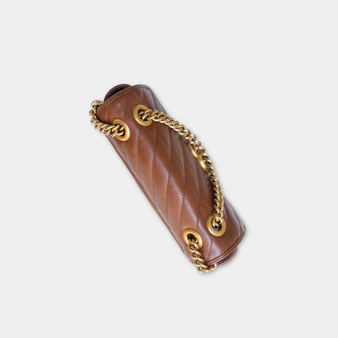 Gucci Mini Brown Marmont Shoulder Flap Kelly's Authentic Boutique