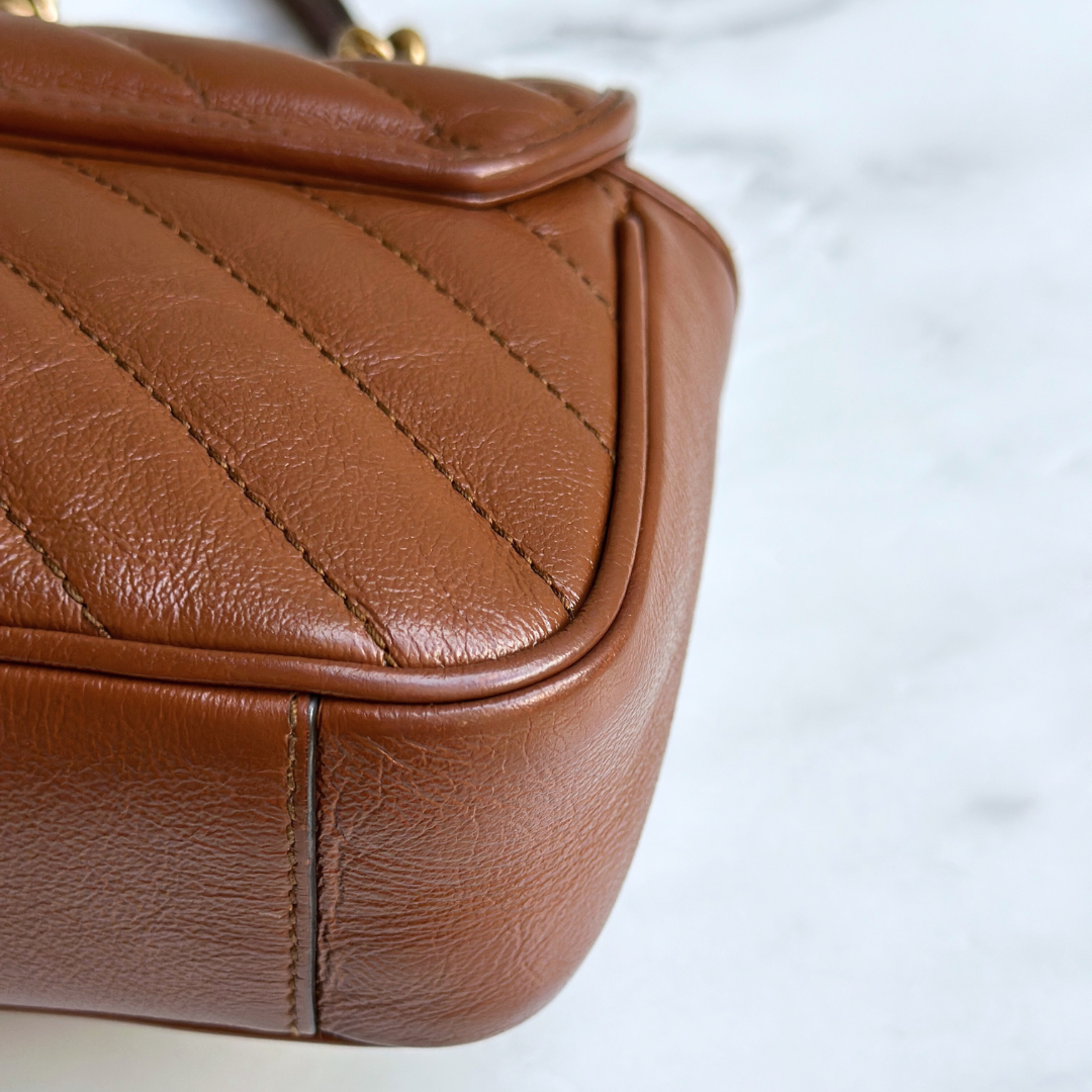 Gucci Mini Brown Marmont Shoulder Flap