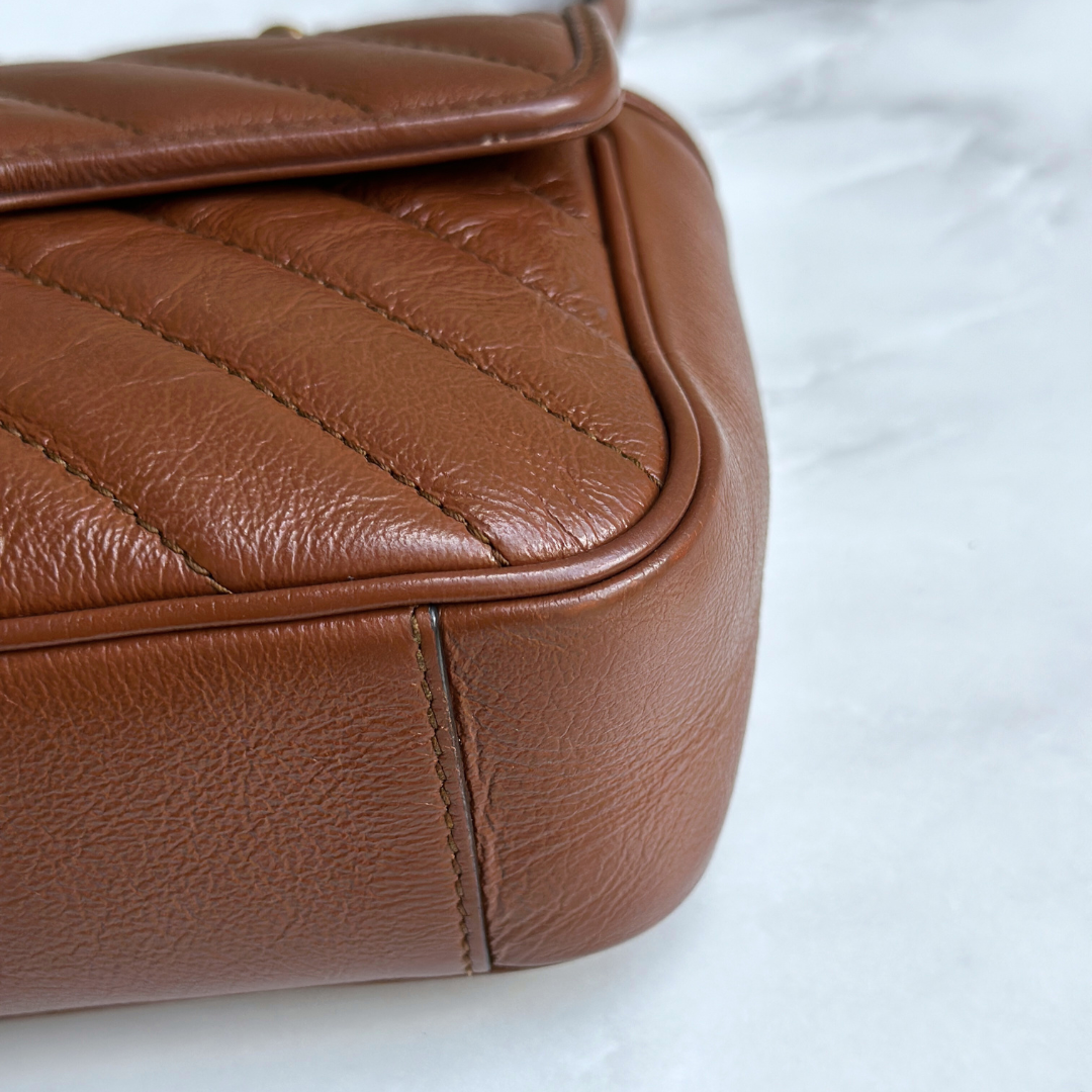 Gucci Mini Brown Marmont Shoulder Flap