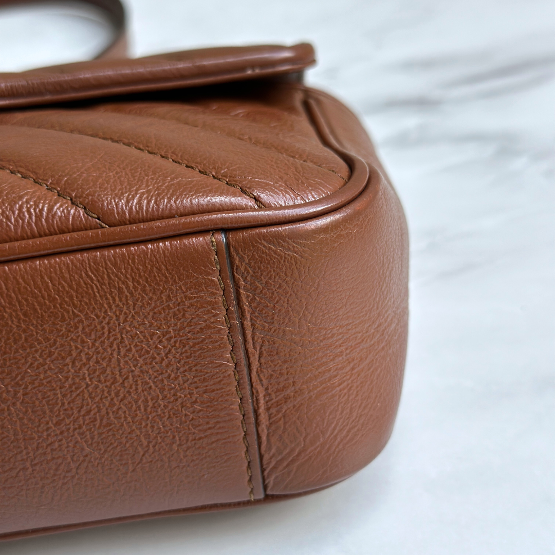 Gucci Mini Brown Marmont Shoulder Flap