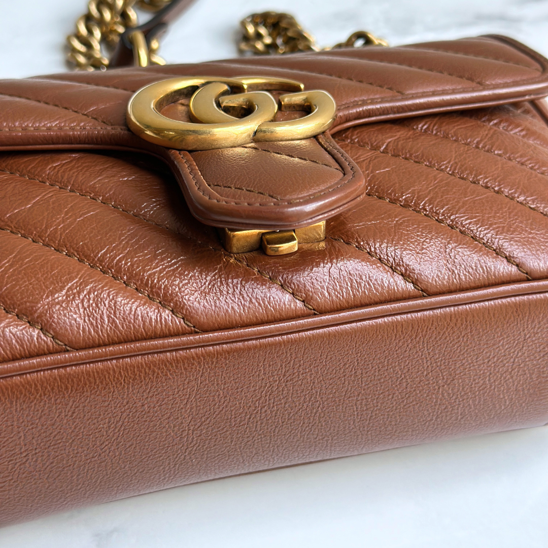 Gucci Mini Brown Marmont Shoulder Flap