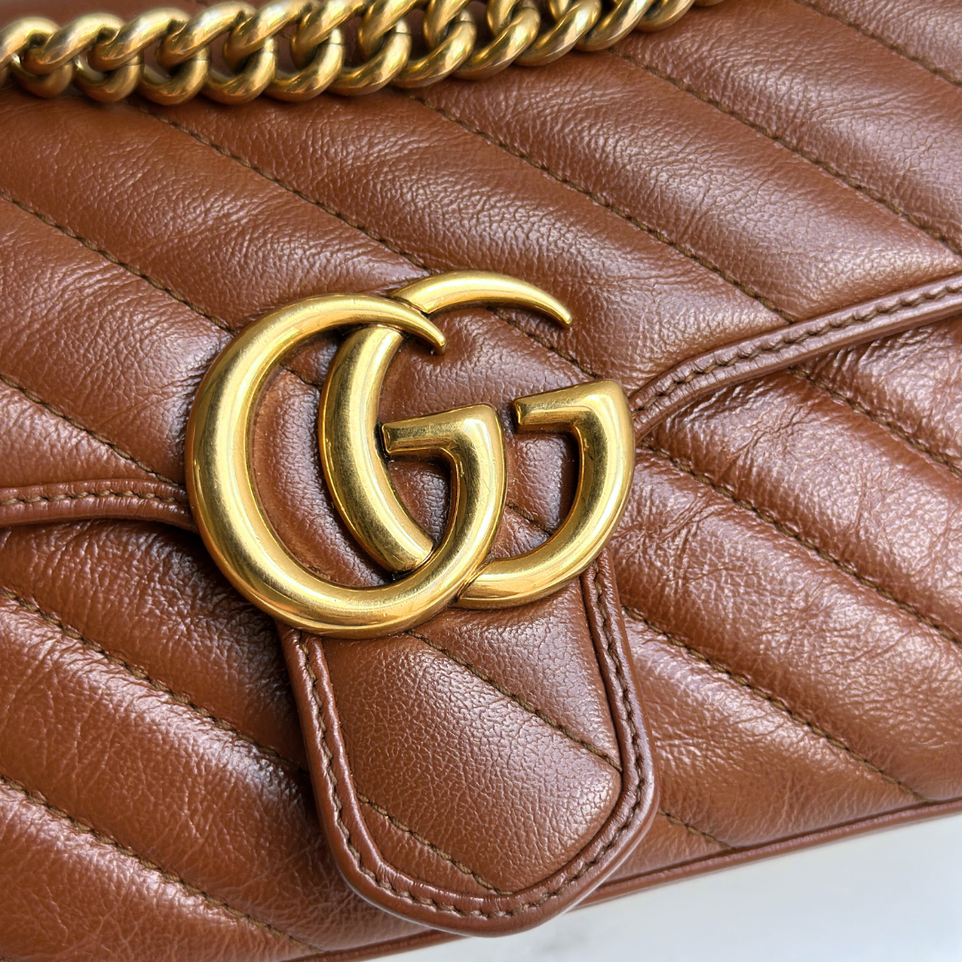 Gucci Mini Brown Marmont Shoulder Flap
