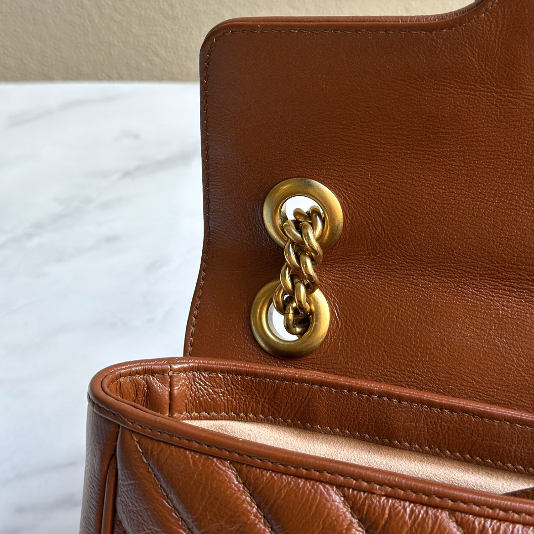 Gucci Mini Brown Marmont Shoulder Flap