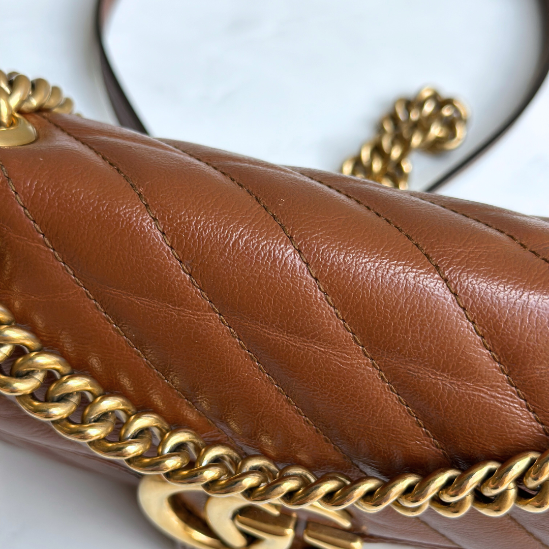 Gucci Mini Brown Marmont Shoulder Flap