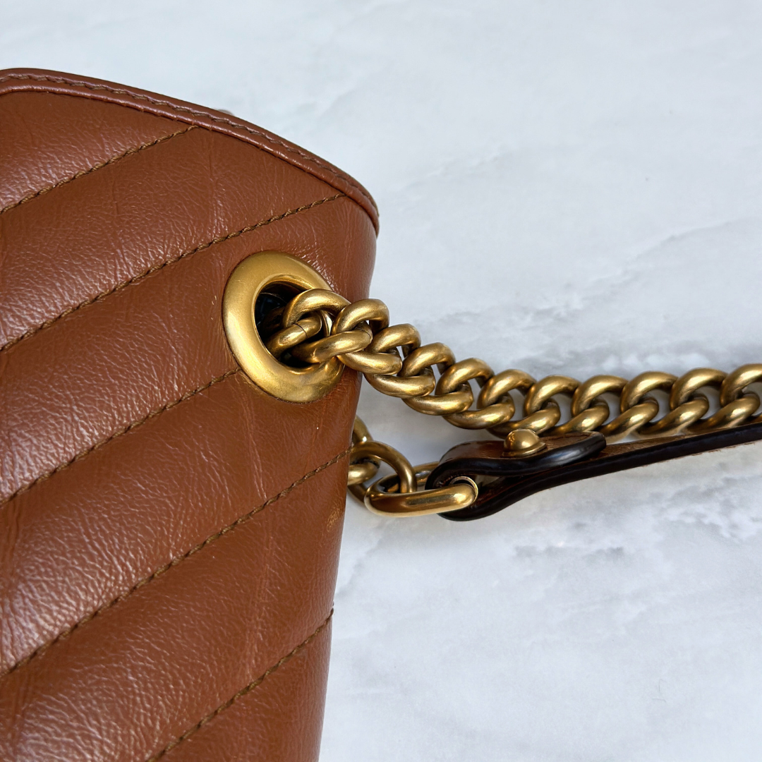 Gucci Mini Brown Marmont Shoulder Flap