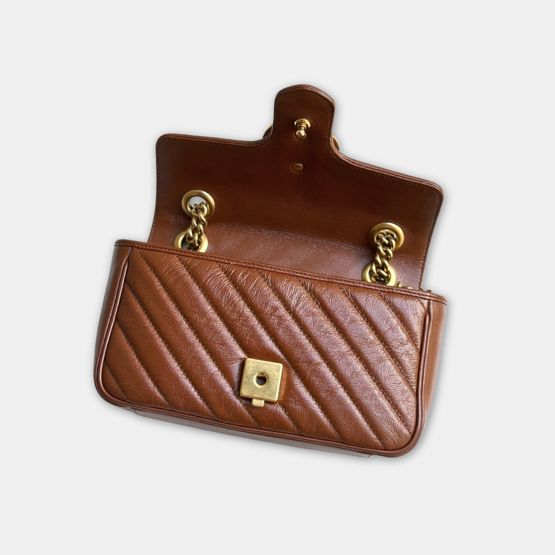 Gucci Mini Brown Marmont Shoulder Flap