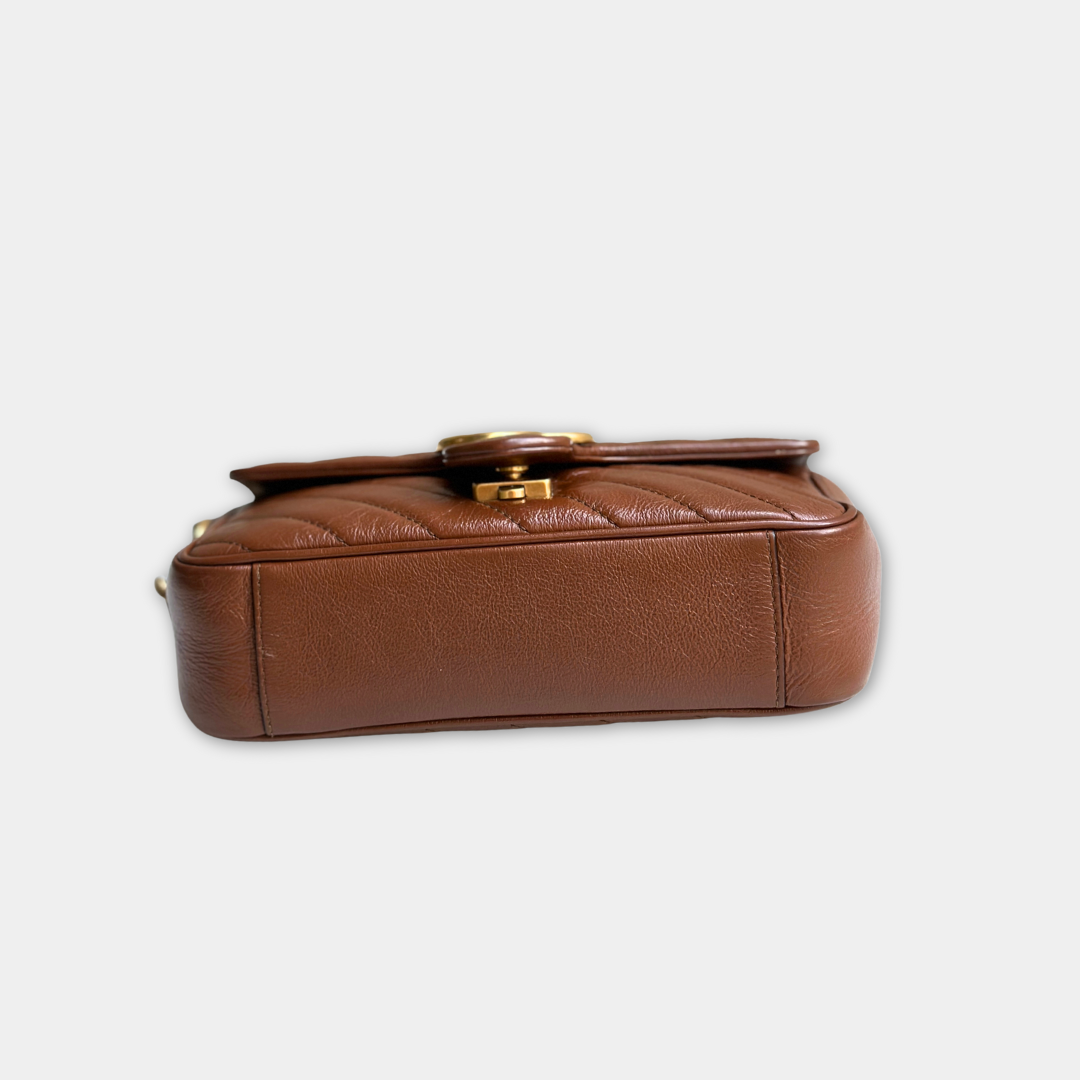 Gucci Mini Brown Marmont Shoulder Flap