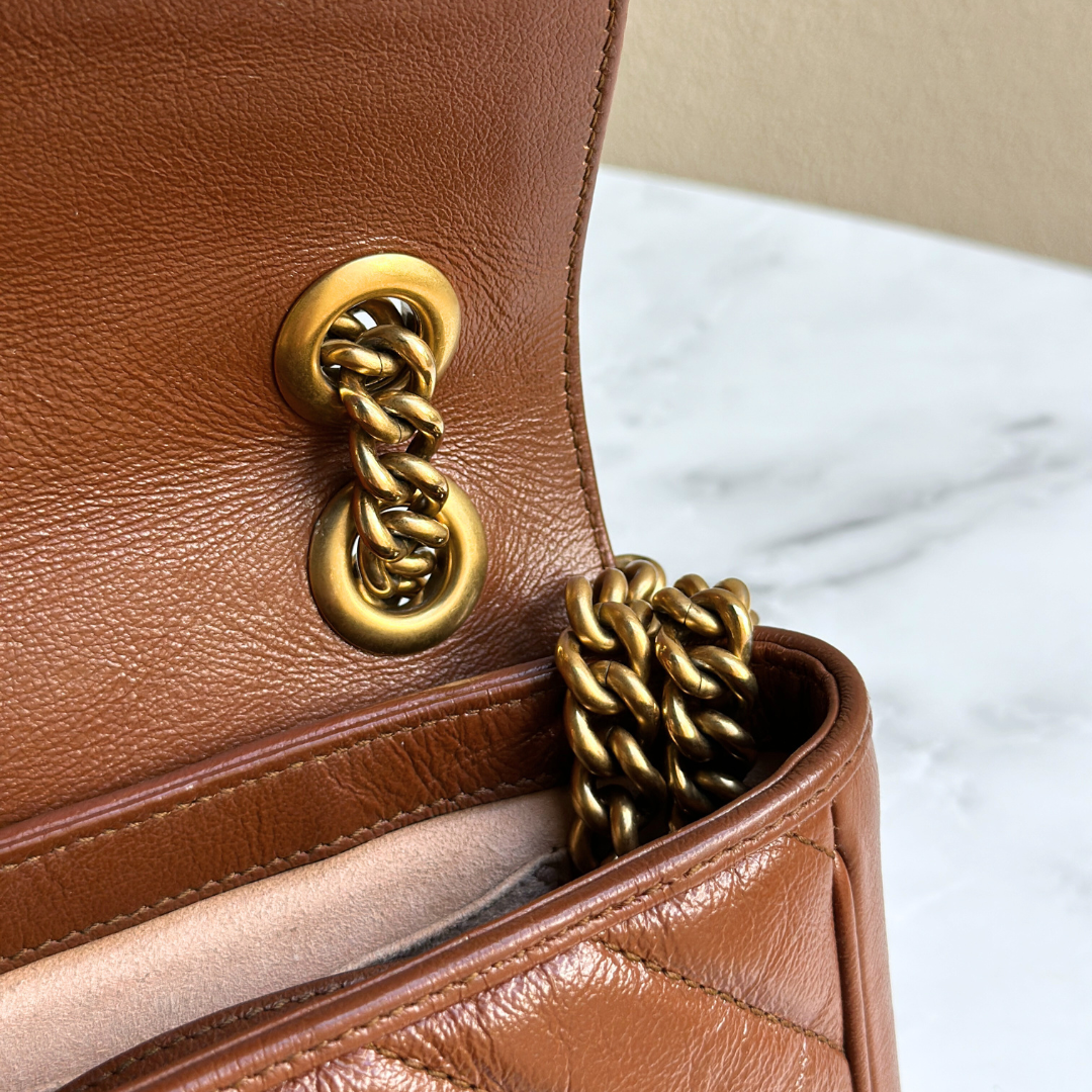 Gucci Mini Brown Marmont Shoulder Flap