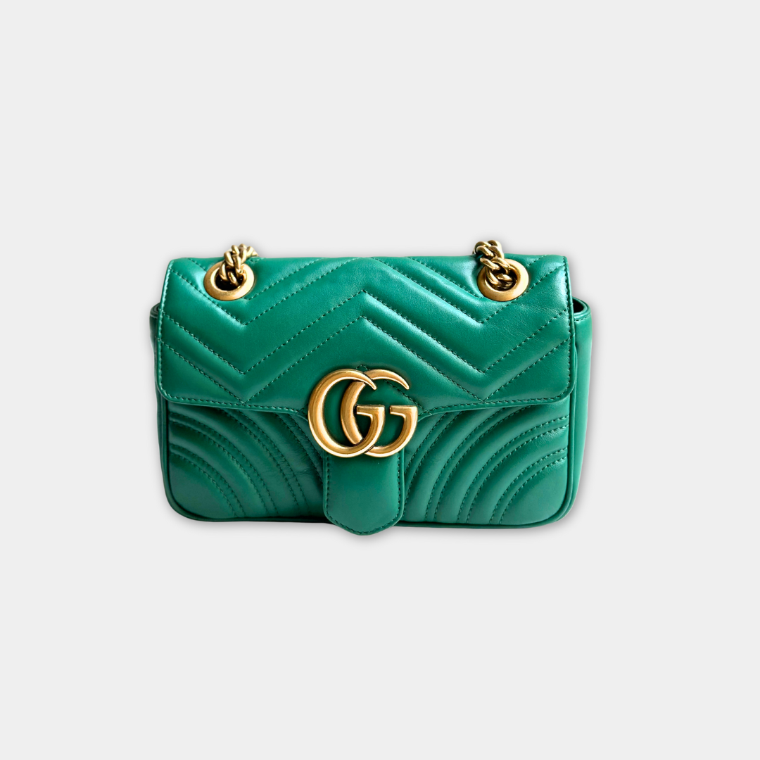 Gucci Mini Green Marmont Shoulder Flap Kelly's Authentic Boutique