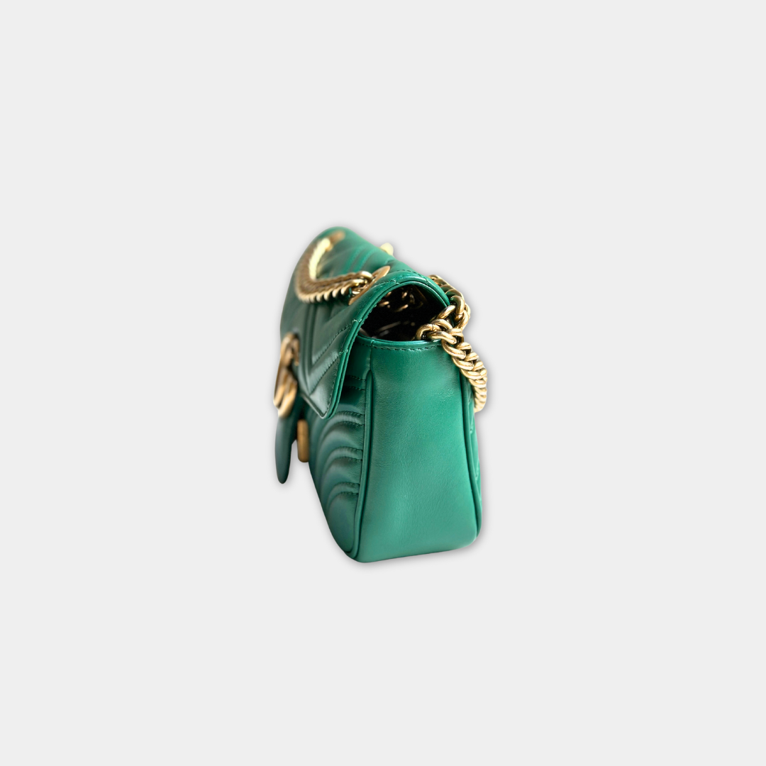 Gucci Mini Green Marmont Shoulder Flap Kelly's Authentic Boutique