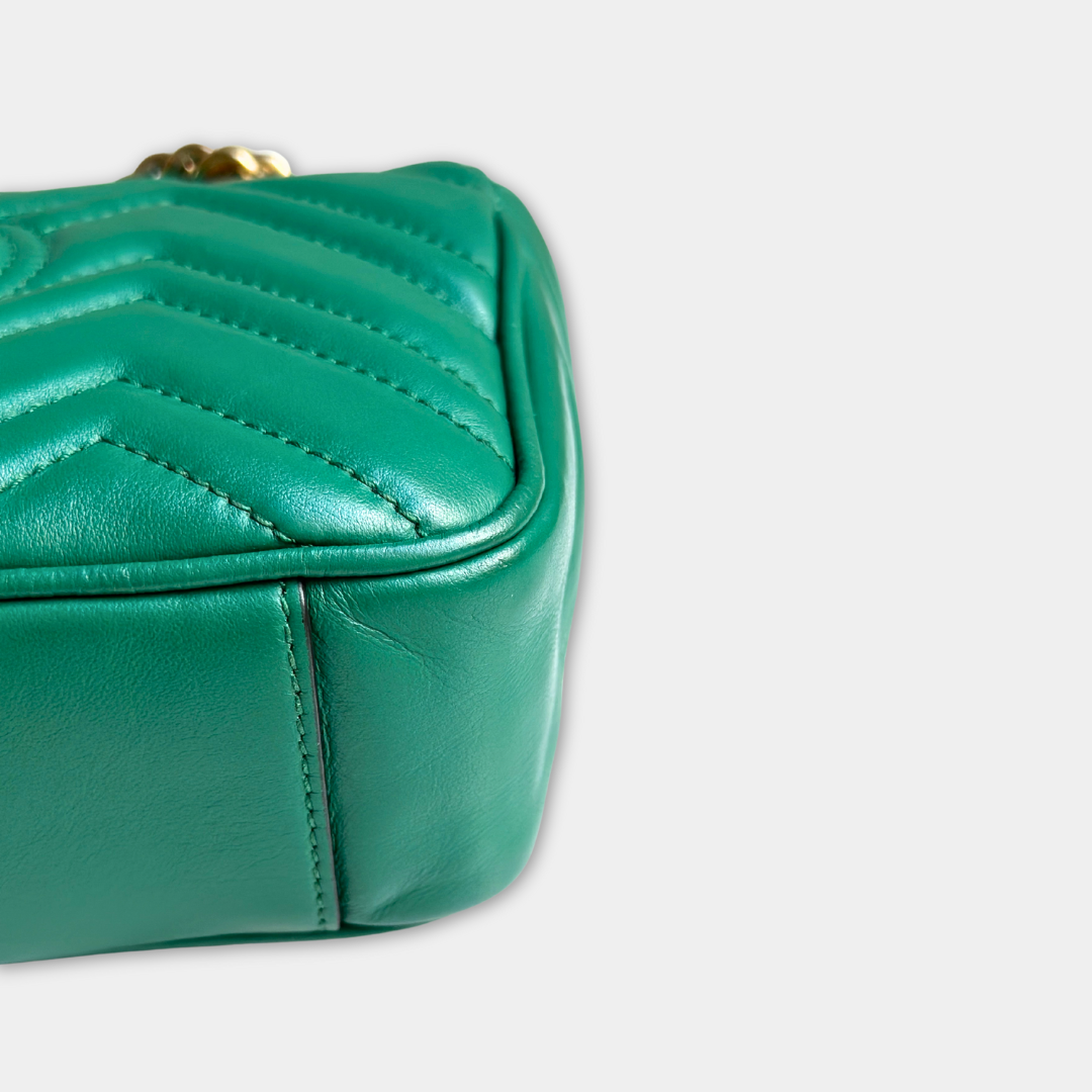 Gucci Mini Green Marmont Shoulder Flap Kelly's Authentic Boutique