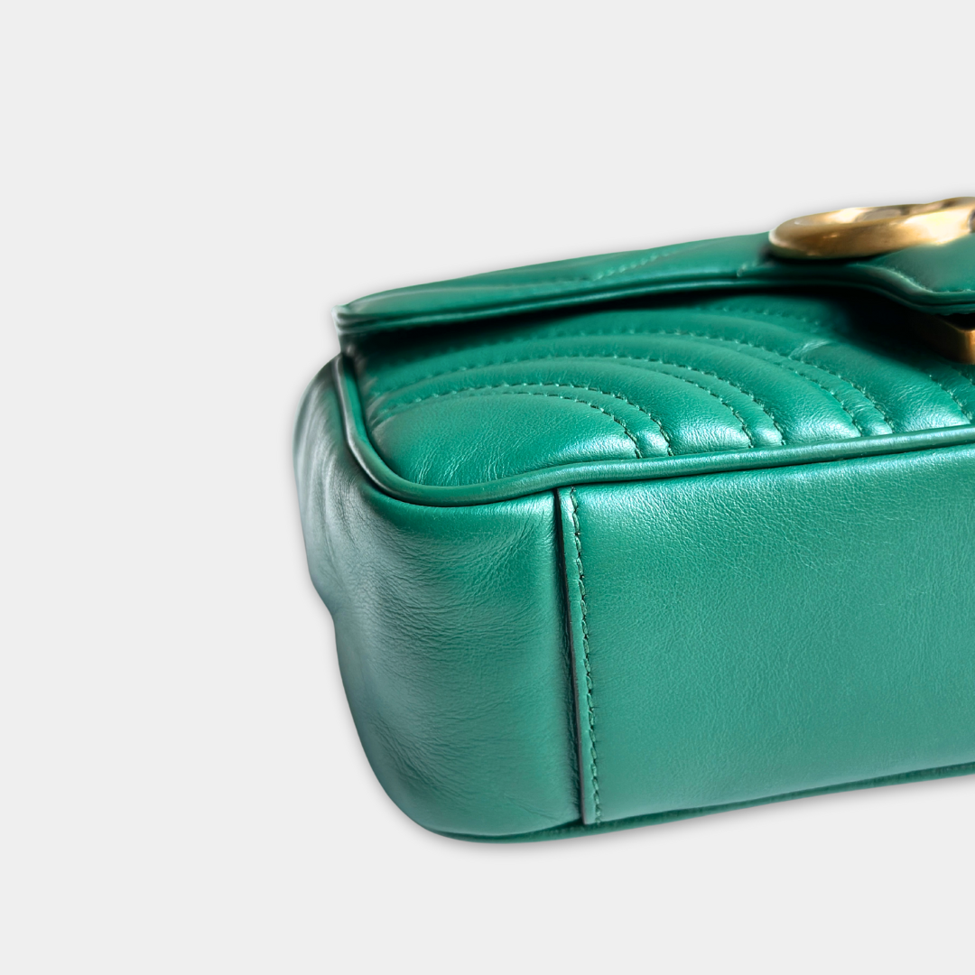 Gucci Mini Green Marmont Shoulder Flap Kelly's Authentic Boutique