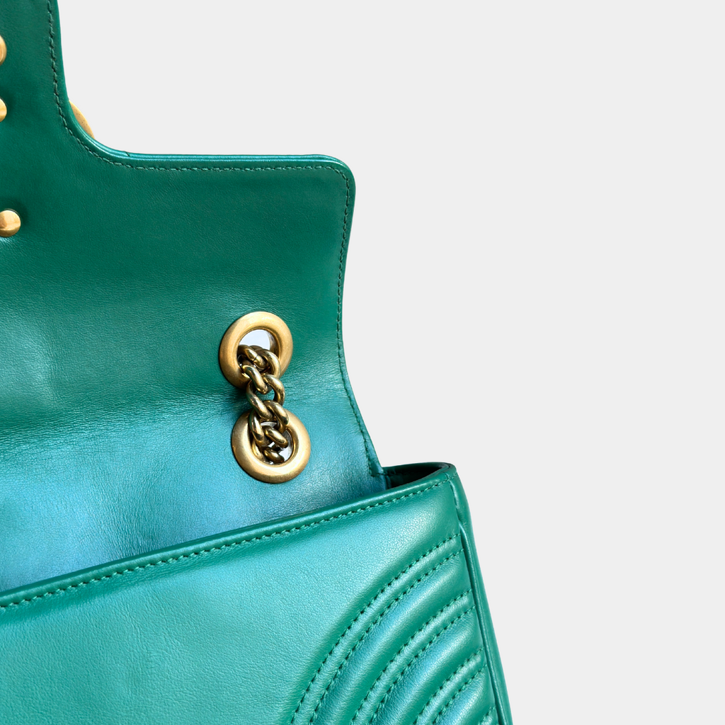 Gucci Mini Green Marmont Shoulder Flap Kelly's Authentic Boutique