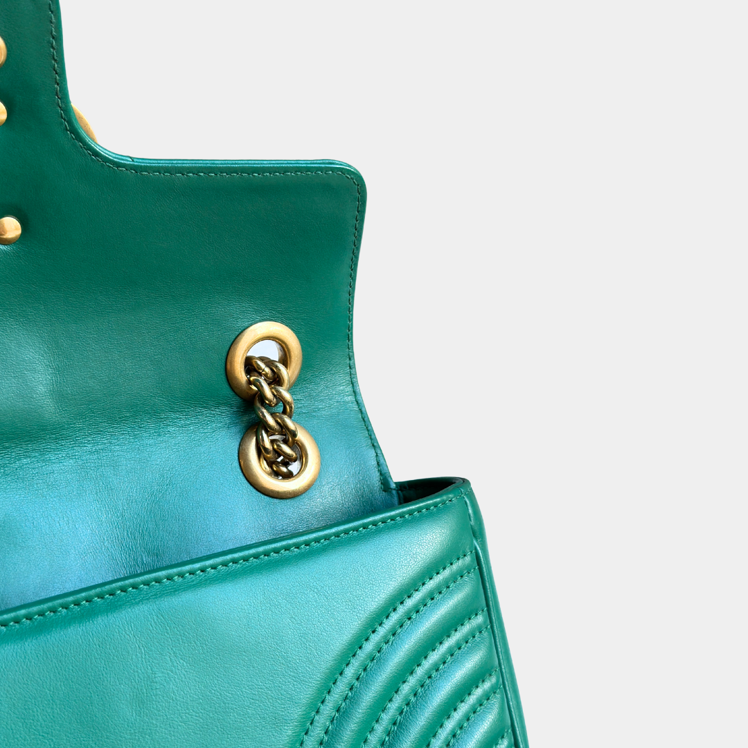 Gucci Mini Green Marmont Shoulder Flap Kelly's Authentic Boutique