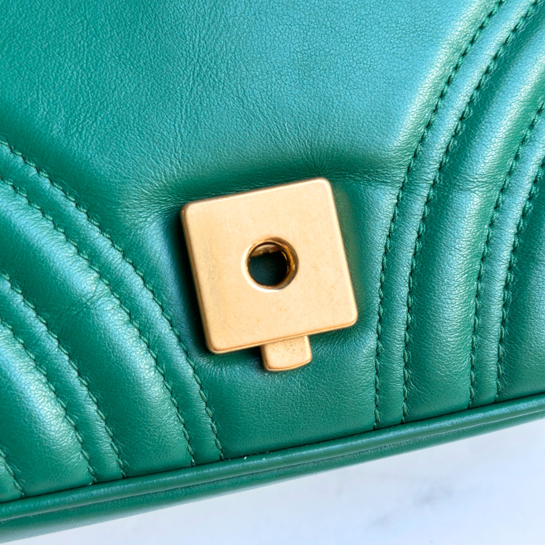 Gucci Mini Green Marmont Shoulder Flap Kelly's Authentic Boutique
