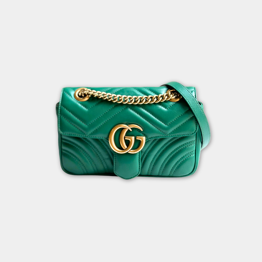 Gucci Mini Green Marmont Shoulder Flap Kelly's Authentic Boutique