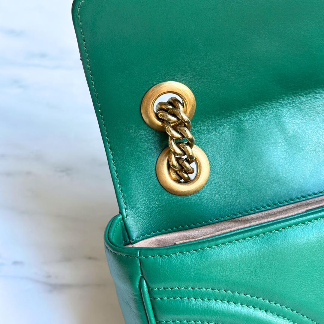 Gucci Mini Green Marmont Shoulder Flap Kelly's Authentic Boutique