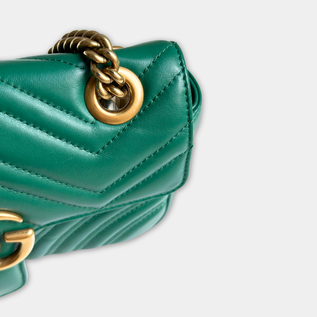 Gucci Mini Green Marmont Shoulder Flap Kelly's Authentic Boutique