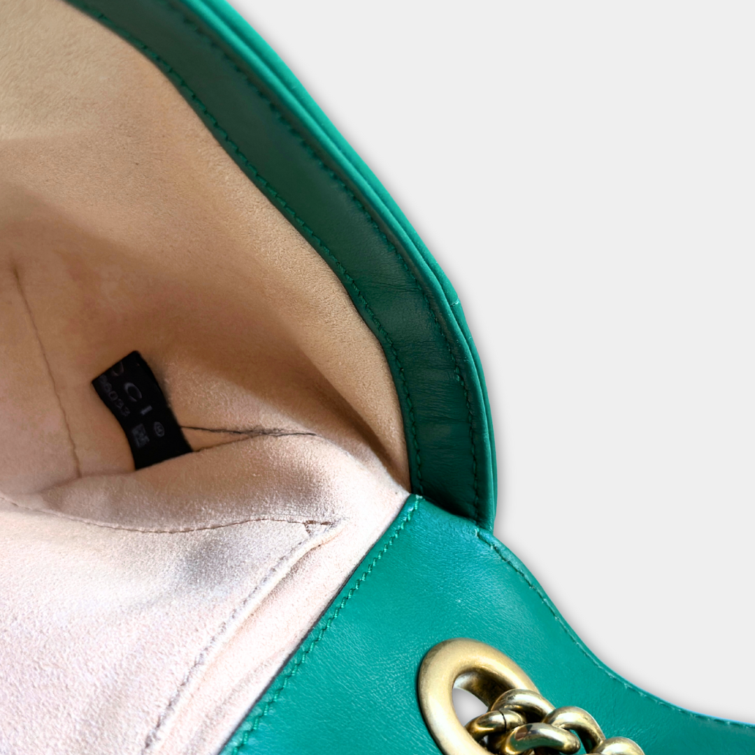 Gucci Mini Green Marmont Shoulder Flap Kelly's Authentic Boutique