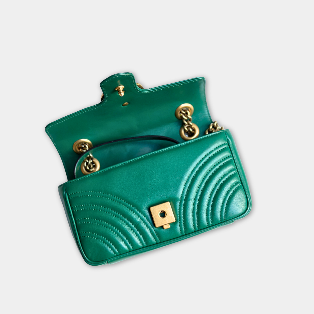Gucci Mini Green Marmont Shoulder Flap Kelly's Authentic Boutique