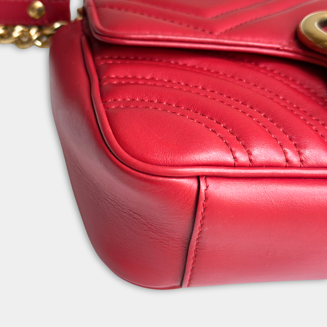 Gucci Mini Red Marmont Shoulder Flap Kelly's Authentic Boutique