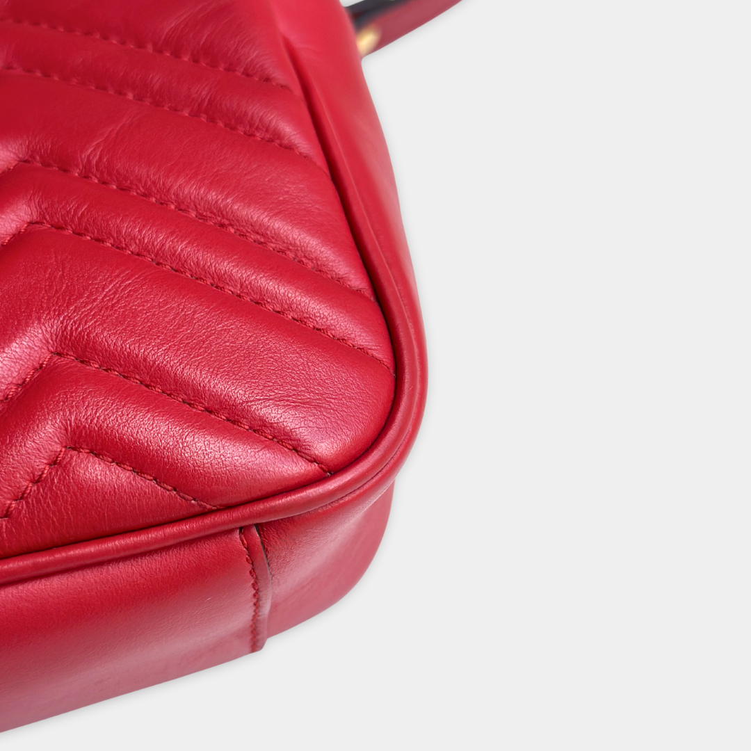 Gucci Mini Red Marmont Shoulder Flap Kelly's Authentic Boutique