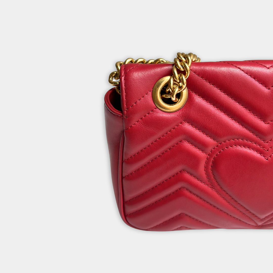 Gucci Mini Red Marmont Shoulder Flap Kelly's Authentic Boutique