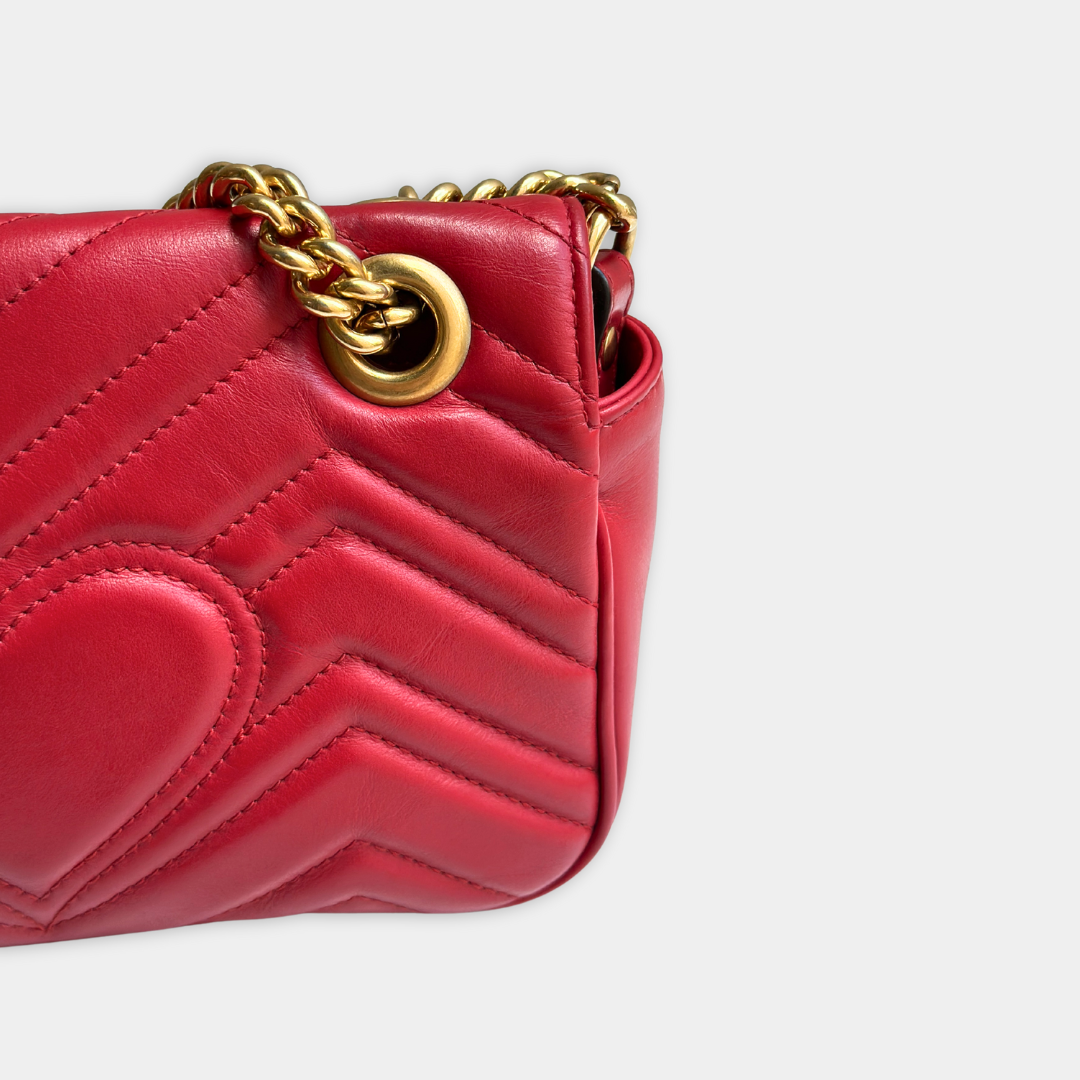 Gucci Mini Red Marmont Shoulder Flap Kelly's Authentic Boutique