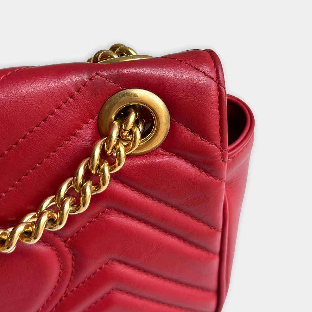 Gucci Mini Red Marmont Shoulder Flap Kelly's Authentic Boutique