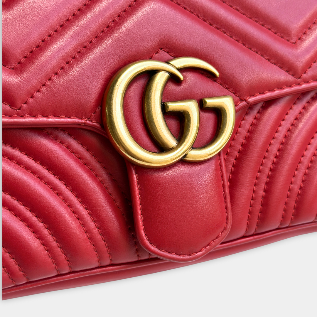 Gucci Mini Red Marmont Shoulder Flap Kelly's Authentic Boutique