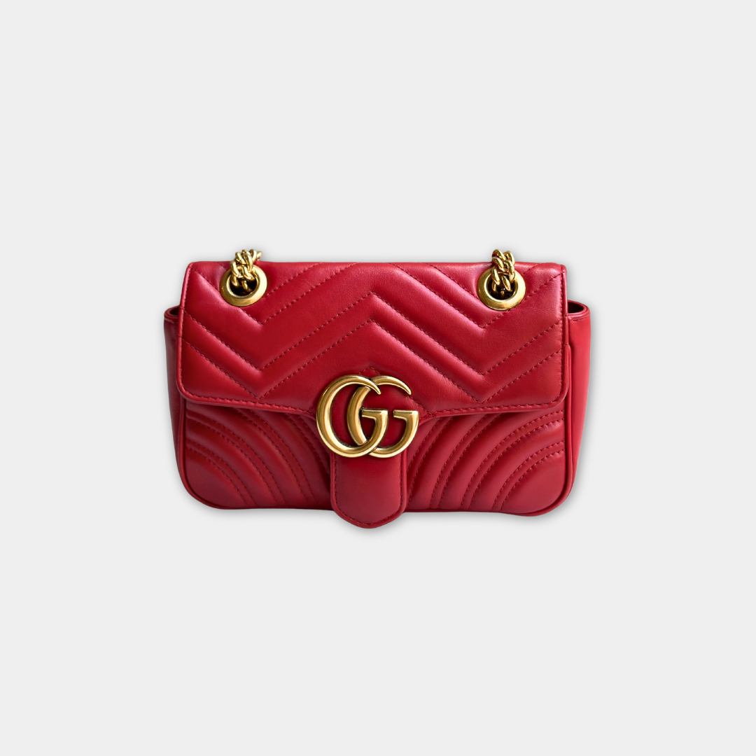 Gucci Mini Red Marmont Shoulder Flap Kelly's Authentic Boutique