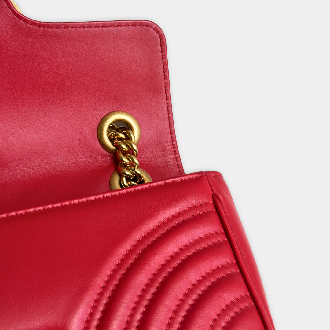 Gucci Mini Red Marmont Shoulder Flap Kelly's Authentic Boutique