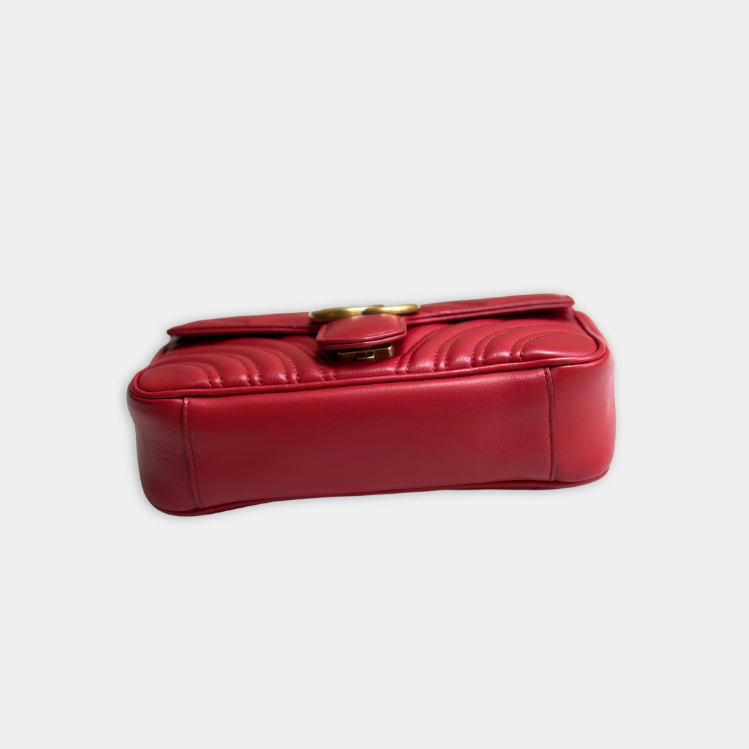 Gucci Mini Red Marmont Shoulder Flap Kelly's Authentic Boutique