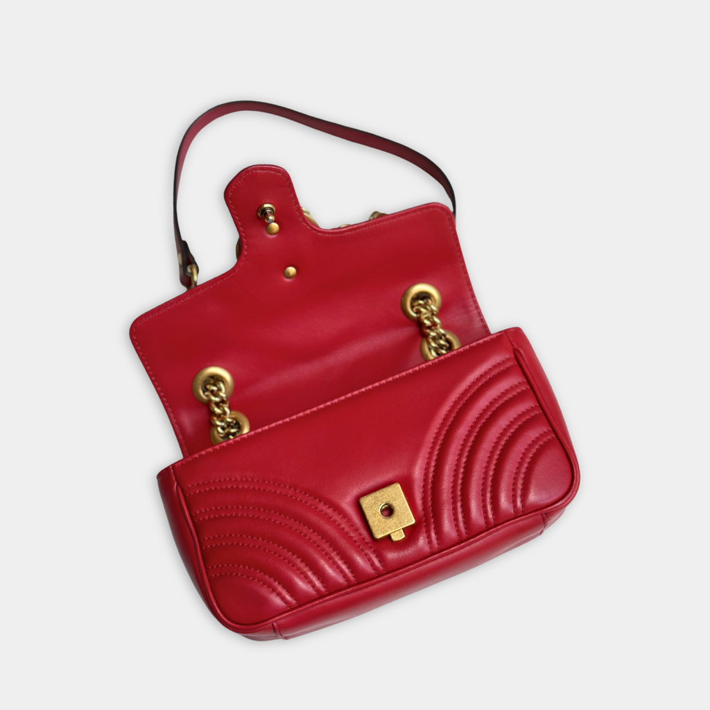 Gucci Mini Red Marmont Shoulder Flap Kelly's Authentic Boutique