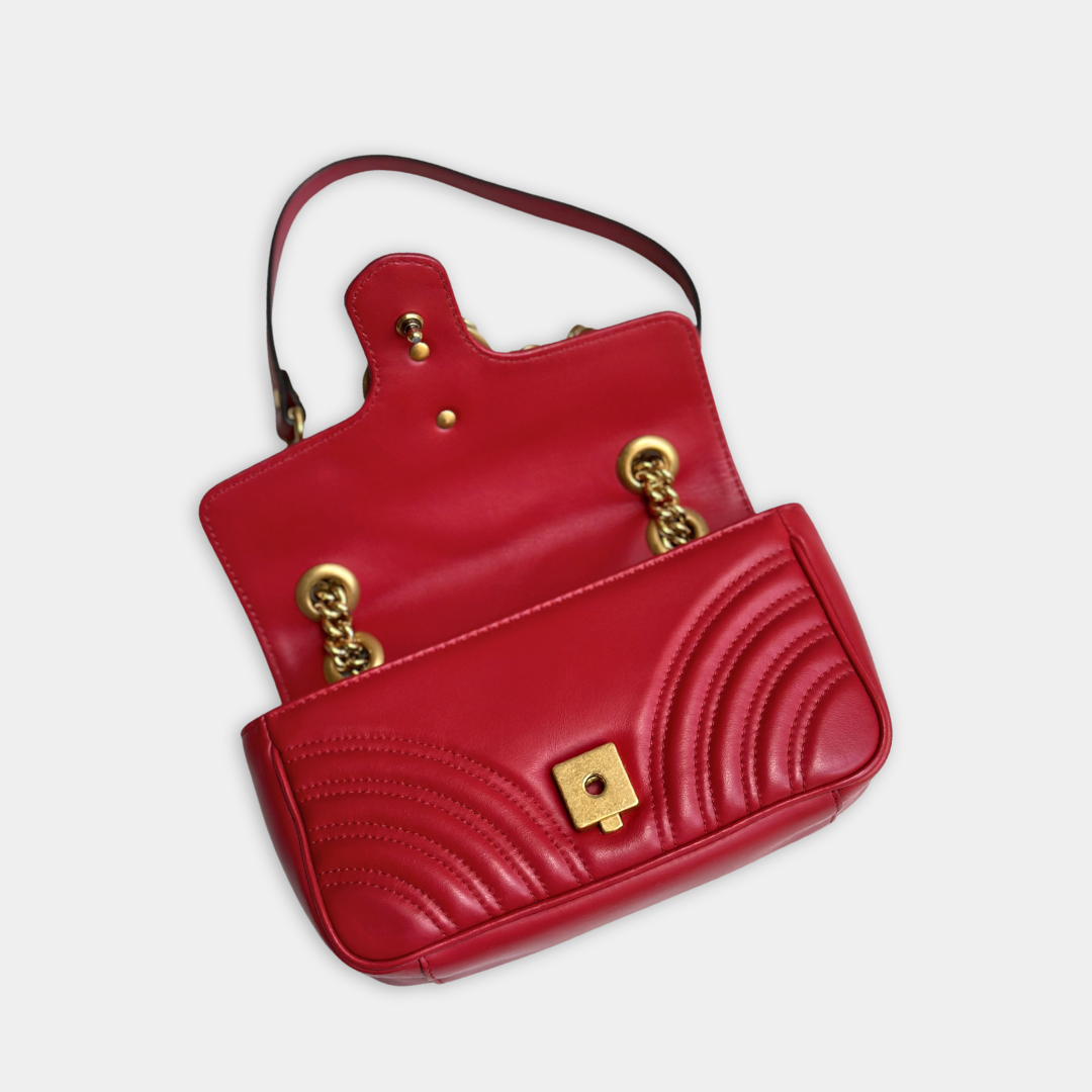 Gucci Mini Red Marmont Shoulder Flap Kelly's Authentic Boutique