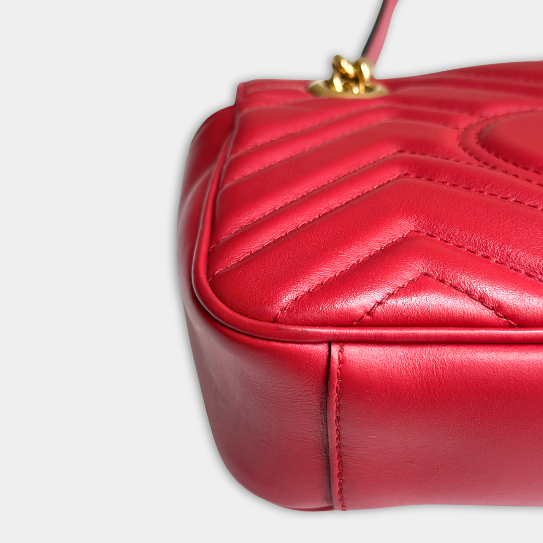 Gucci Mini Red Marmont Shoulder Flap Kelly's Authentic Boutique