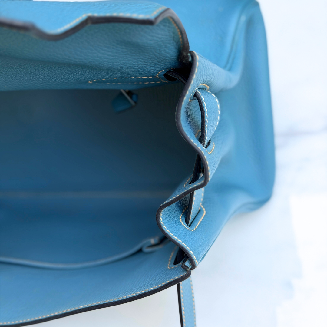 H Kelly Clemence Blue Jeans Shoulder Bag (Stamp Square N) Kelly's Authentic Boutique