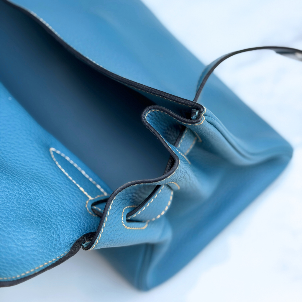 H Kelly Clemence Blue Jeans Shoulder Bag (Stamp Square N) Kelly's Authentic Boutique