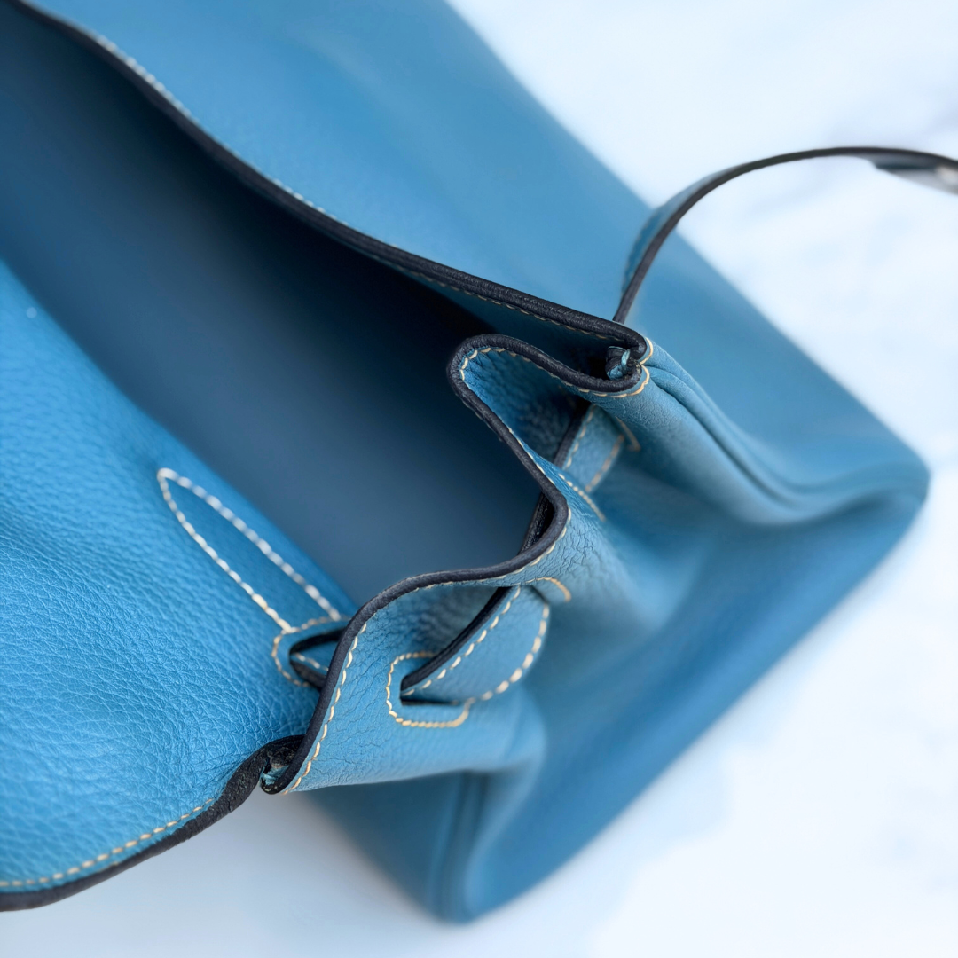 H Kelly Clemence Blue Jeans Shoulder Bag (Stamp Square N) Kelly's Authentic Boutique