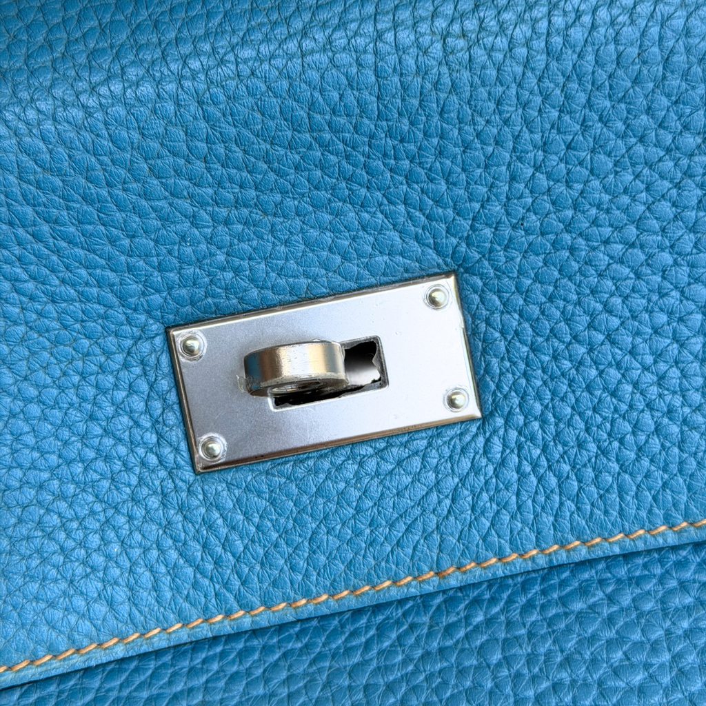 H Kelly Clemence Blue Jeans Shoulder Bag (Stamp Square N) Kelly's Authentic Boutique