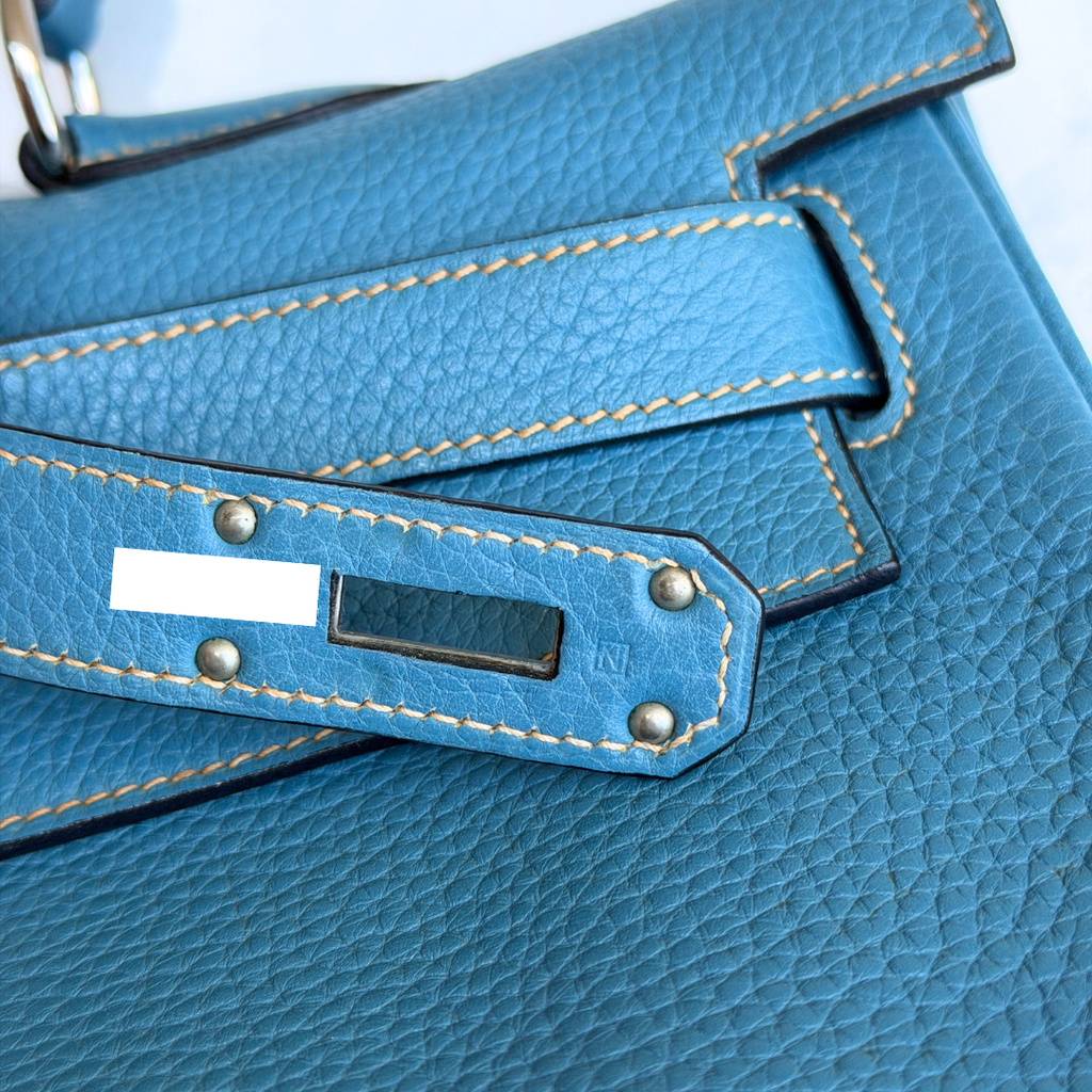 H Kelly Clemence Blue Jeans Shoulder Bag (Stamp Square N) Kelly's Authentic Boutique