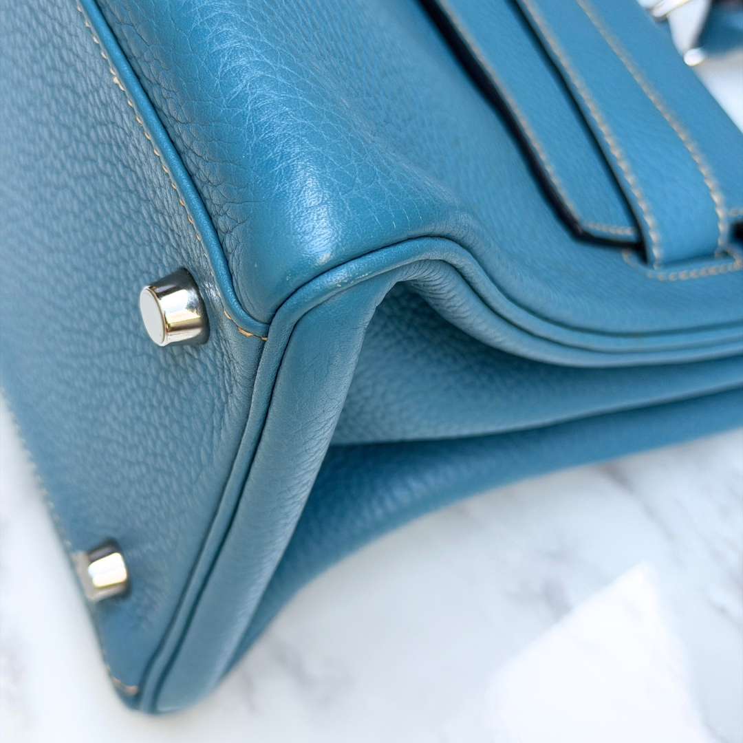 H Kelly Clemence Blue Jeans Shoulder Bag (Stamp Square N) Kelly's Authentic Boutique