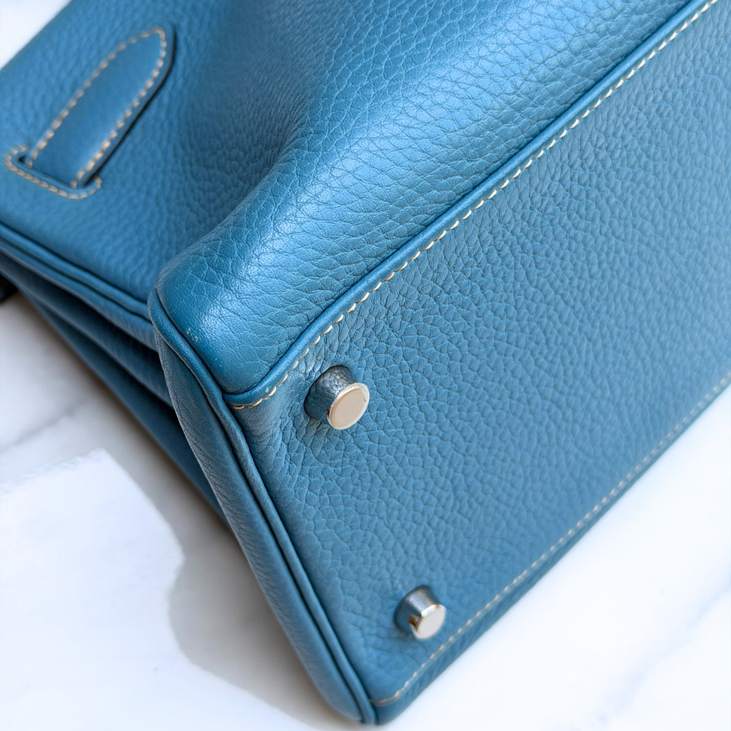 H Kelly Clemence Blue Jeans Shoulder Bag (Stamp Square N) Kelly's Authentic Boutique