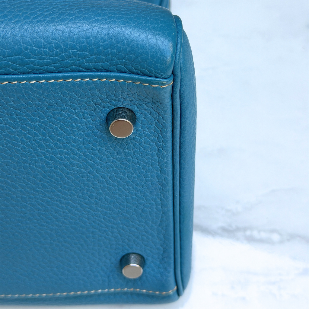 H Kelly Clemence Blue Jeans Shoulder Bag (Stamp Square N) Kelly's Authentic Boutique