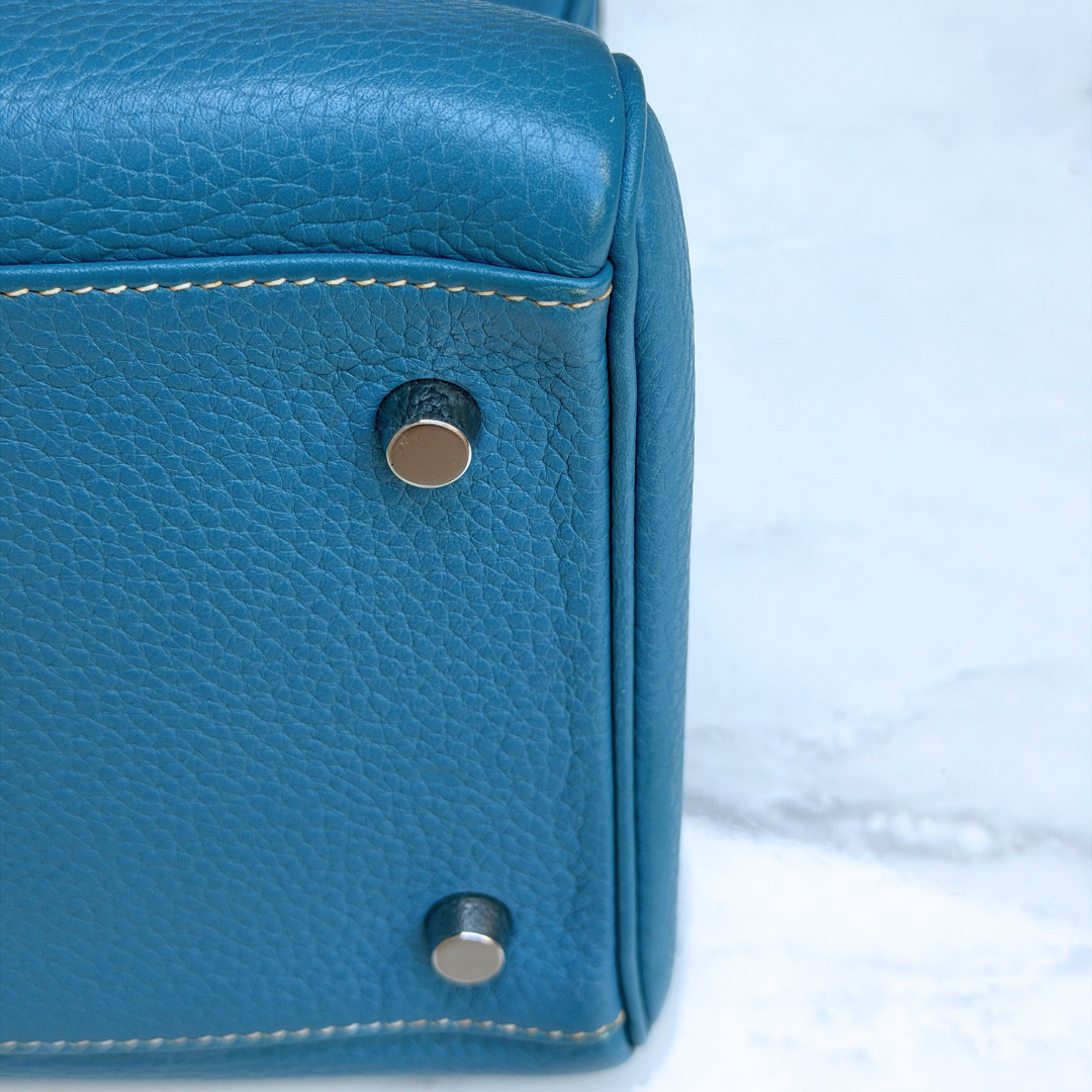 H Kelly Clemence Blue Jeans Shoulder Bag (Stamp Square N) Kelly's Authentic Boutique