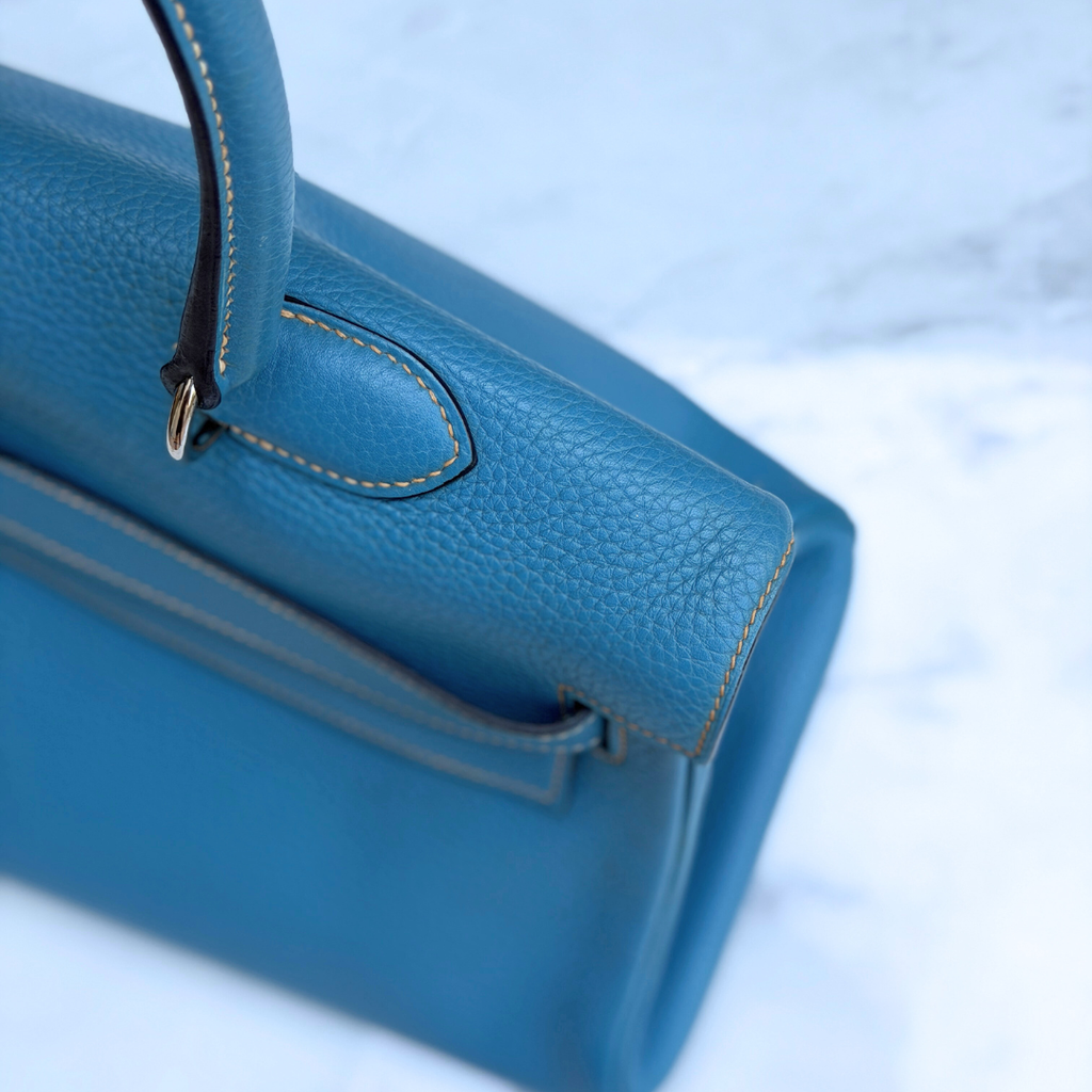 H Kelly Clemence Blue Jeans Shoulder Bag (Stamp Square N) Kelly's Authentic Boutique