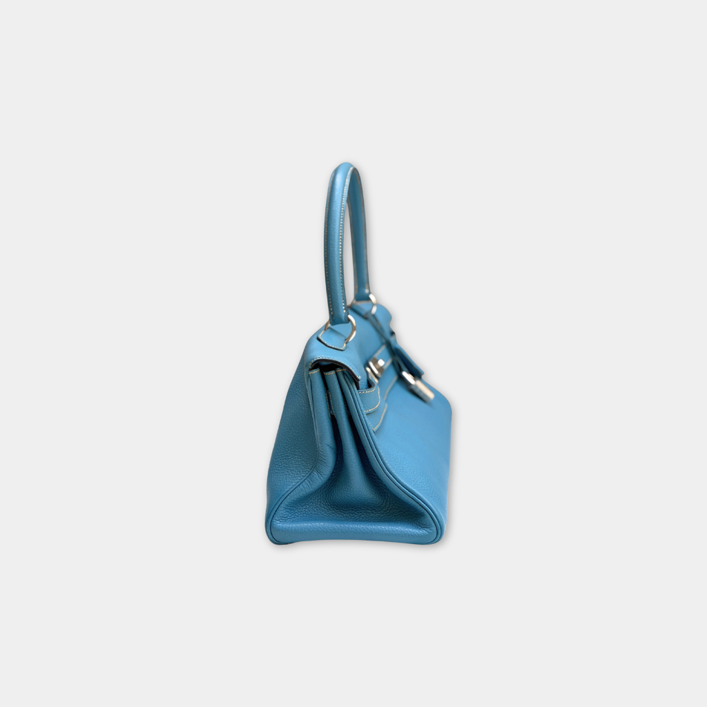 H Kelly Clemence Blue Jeans Shoulder Bag (Stamp Square N) Kelly's Authentic Boutique