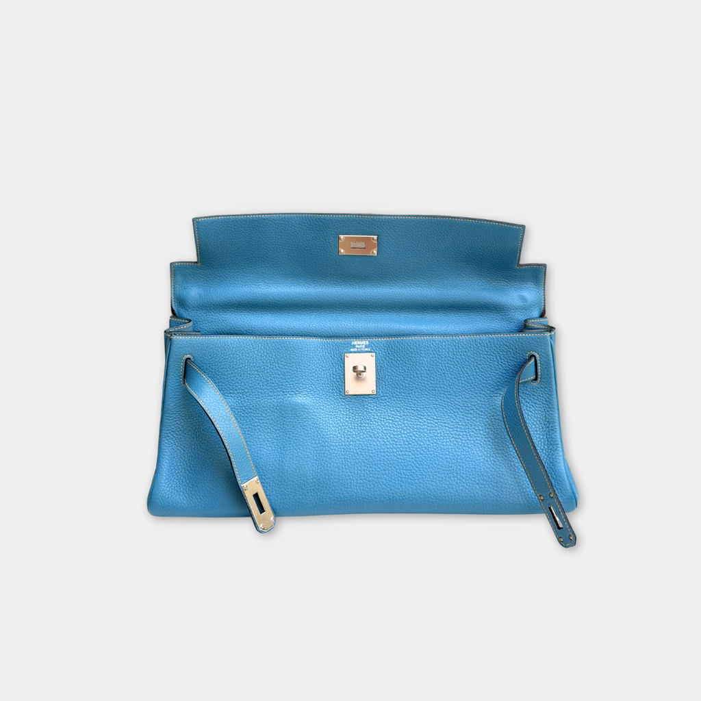 H Kelly Clemence Blue Jeans Shoulder Bag (Stamp Square N) Kelly's Authentic Boutique