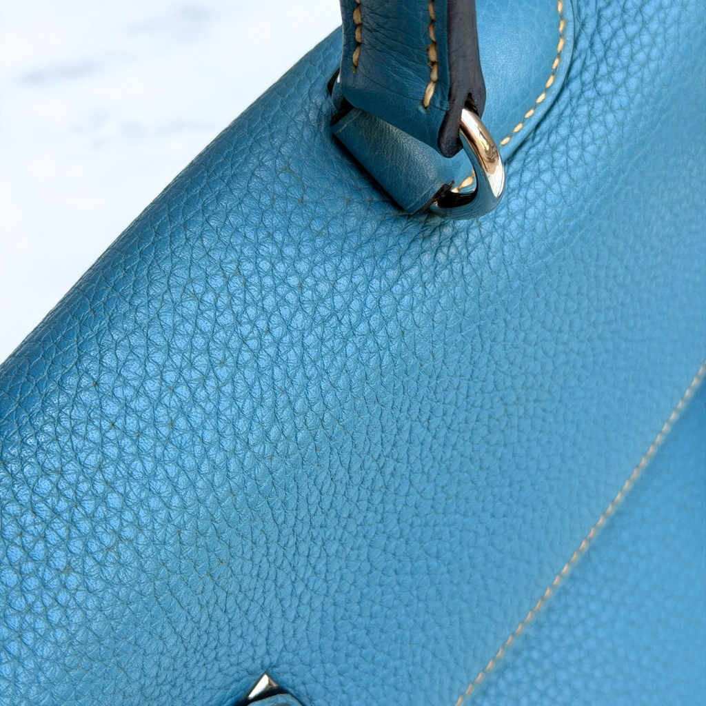 H Kelly Clemence Blue Jeans Shoulder Bag (Stamp Square N) Kelly's Authentic Boutique