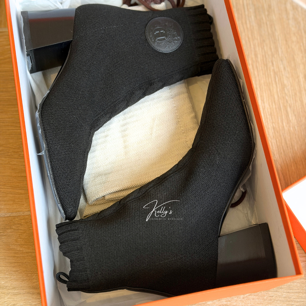 Hermes Black Jenna 60 Ankle Sock Boot (Unused) Kelly's Authentic Boutique